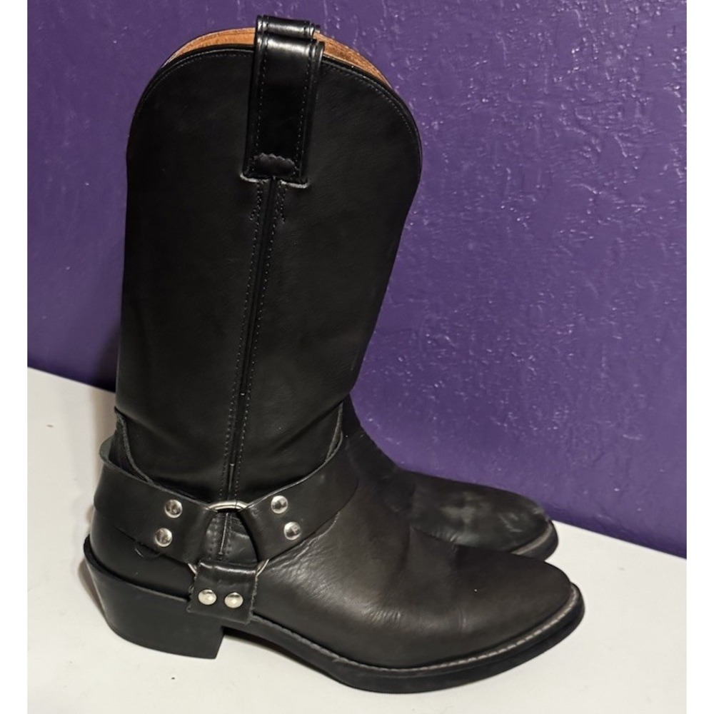 Double-H Engineer DH4000 Men's US 8.5 D Biker Boots 10" Black Leather Harness